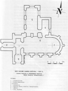 Plan kościoła św. Wojciecha, 1695 r. /Autor rysunków: Michał Sarna, Zbiory Muzeum Miasta Jaworzna/