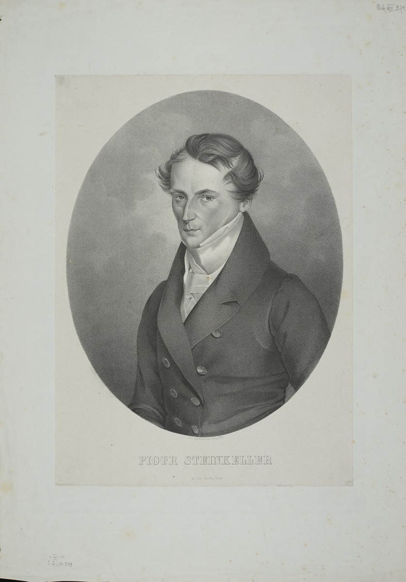 Piotr Antoni Steinkeller, zdjęcie portretowe, Litografia, Warszawa 1837 r., Autor: Seweryn Oleszyński / POLONA / domena publiczna