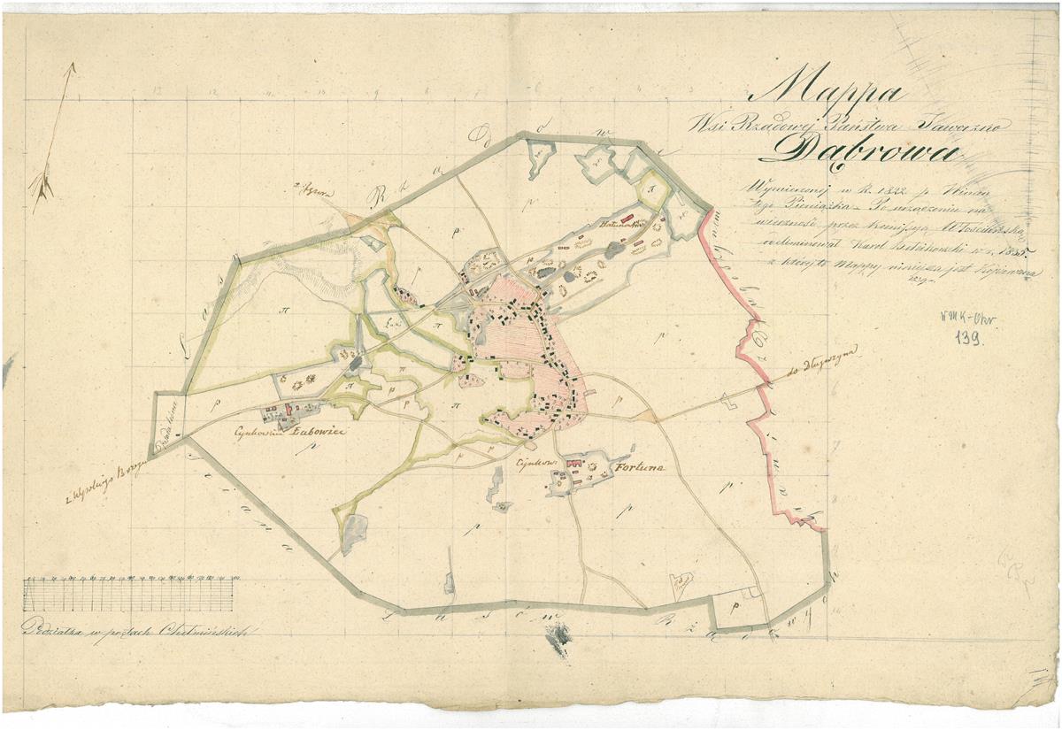 Mapa Dąbrowy Narodowej 1822-1835 r. / Zbiory Archiwum Narodowego w Krakowie, sygn. WMK –OKR. 139